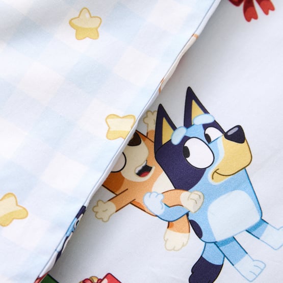 Bluey Christmas Blue Cot Quilt Cover Set