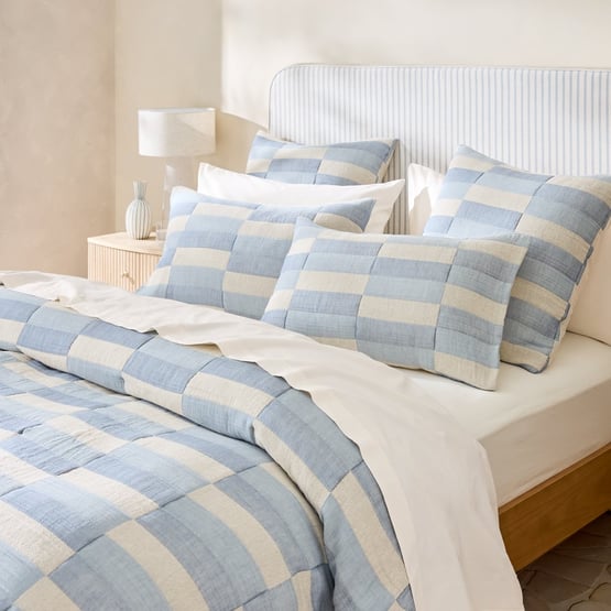 Sirena Blue Jacquard Quilted Coverlet Separates