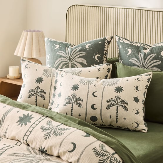 Summer Palm Jacquard Green Pillowcases