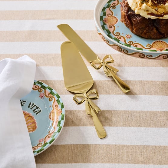 Bow Gold Cake Servers Set of 2
