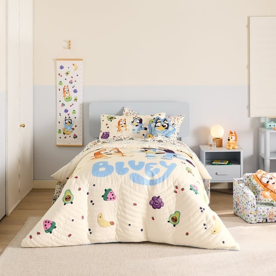 Bluey Fruity Fun Quilted Quilt Cover Set